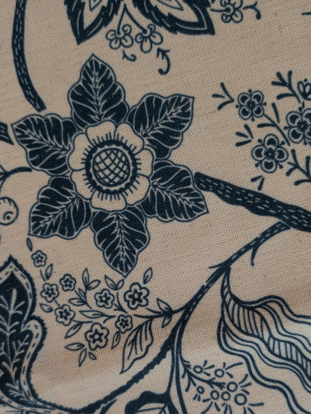 Linen Blend Square Blue Floral Tablecloth - Classic Botanical Print